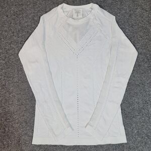 Athleta Oxygen Seamless Long Sleeve White Top Women’s M Breathable Mesh